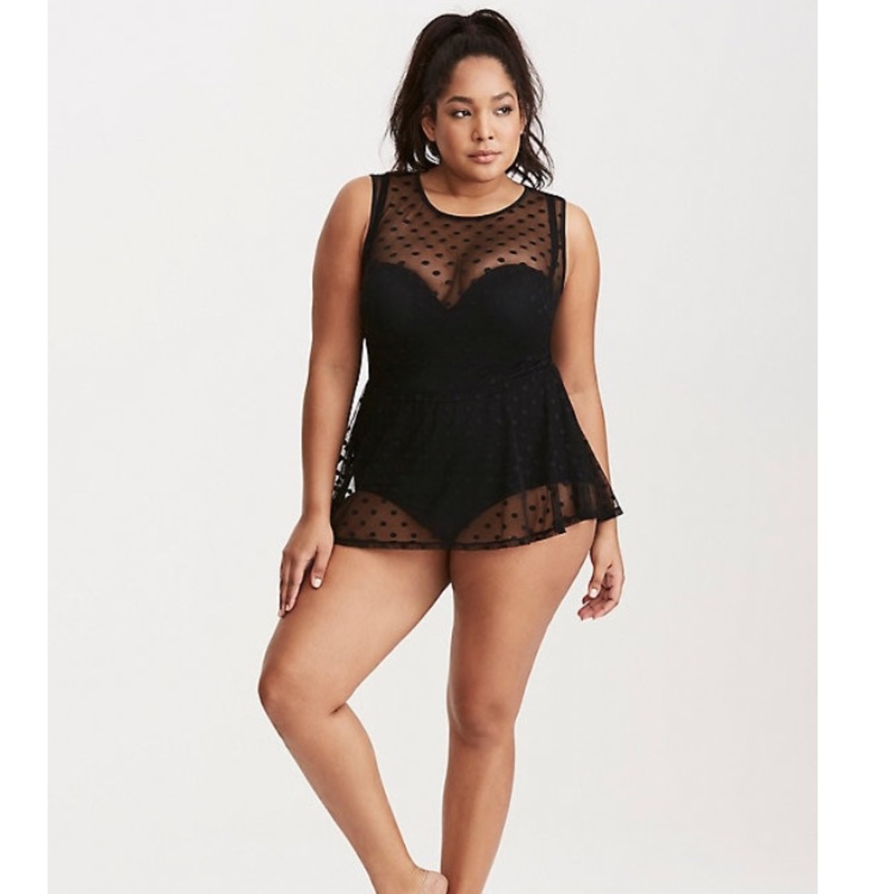 Torrid POLKA DOT MESH ONE PIECE SWIMSUIT Size 2